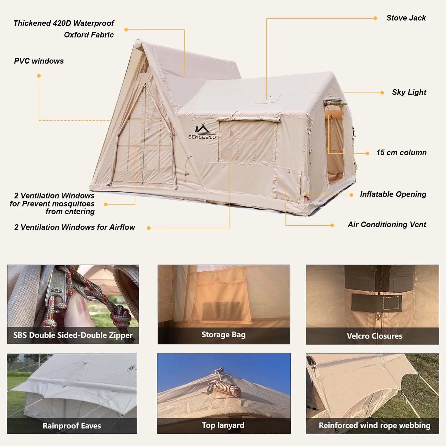 SENLEETO Inflatable Camping Tent With Instant Setup And Waterproof