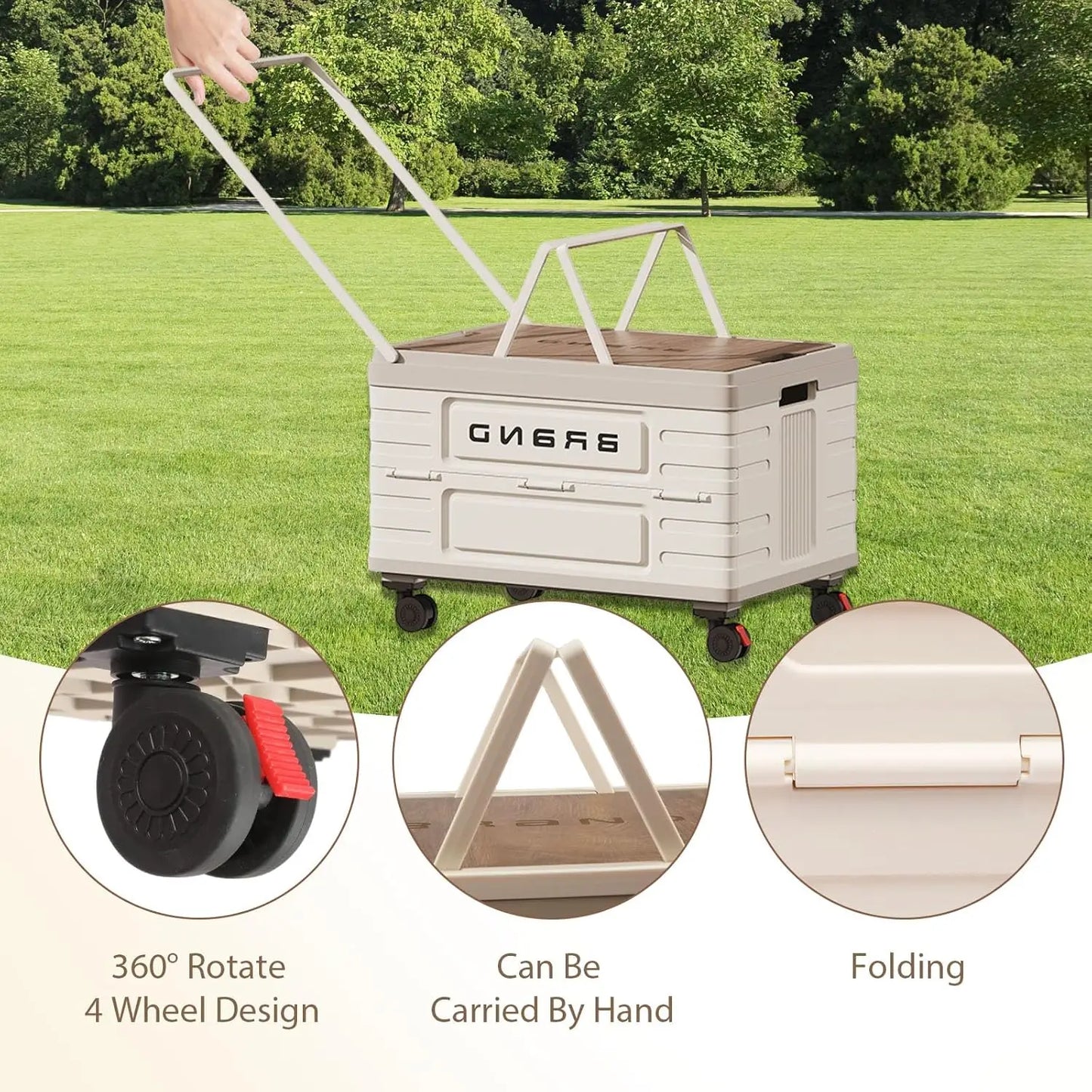360 Rotating Foldable Storage Cart Heavy Duty Organizer With Wheels