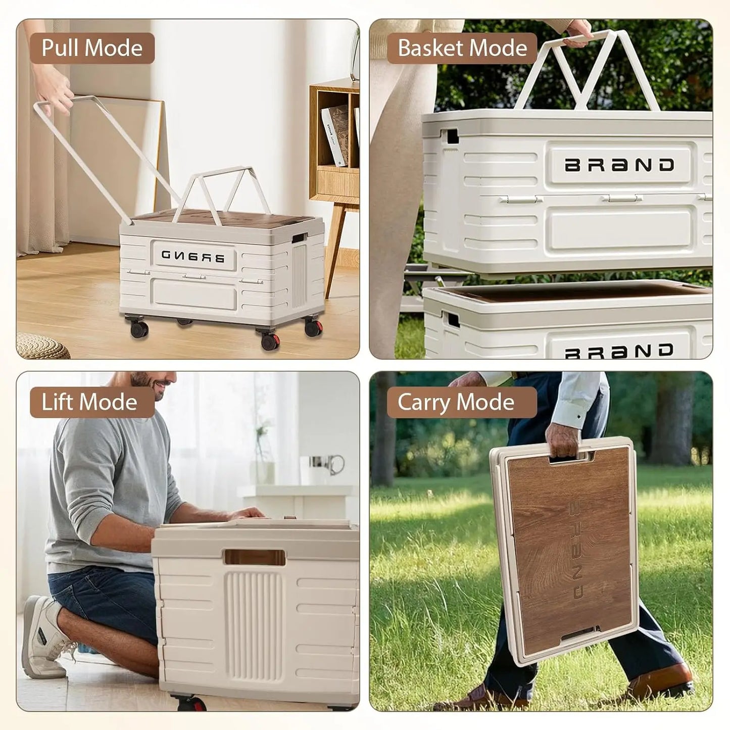 360 Rotating Foldable Storage Cart Heavy Duty Organizer With Wheels