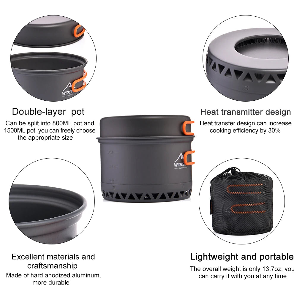 Widesea Camping Cookware Set Outdoor Pot Kettle Travel Utensils