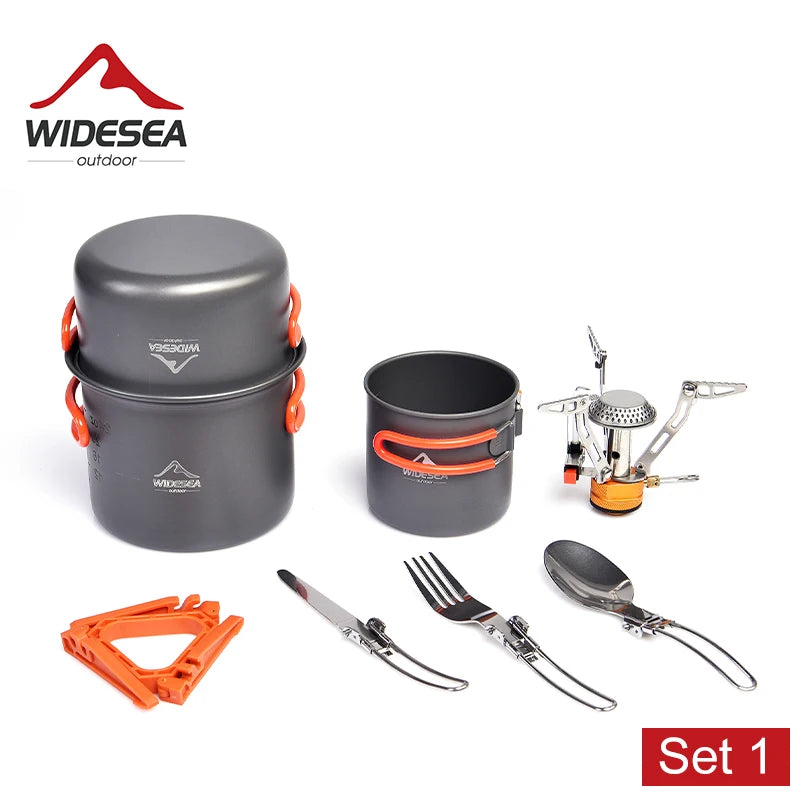 Widesea Camping Cookware Set Outdoor Pot and Stove Kit