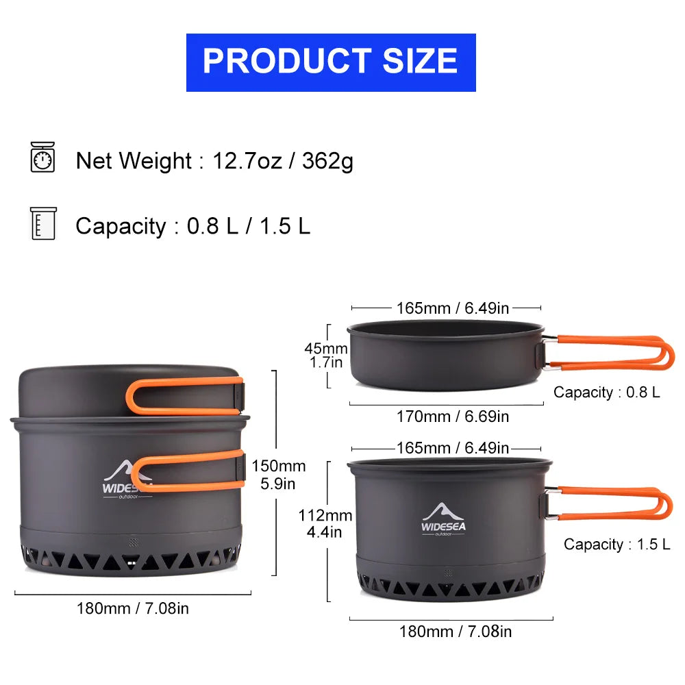 Widesea Camping Cookware Set Outdoor Pot Kettle Travel Utensils