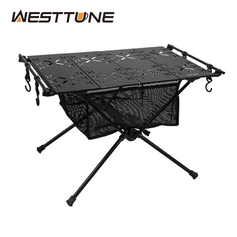 West Tune Folding Camping Table Aluminum Portable With Mesh Bag