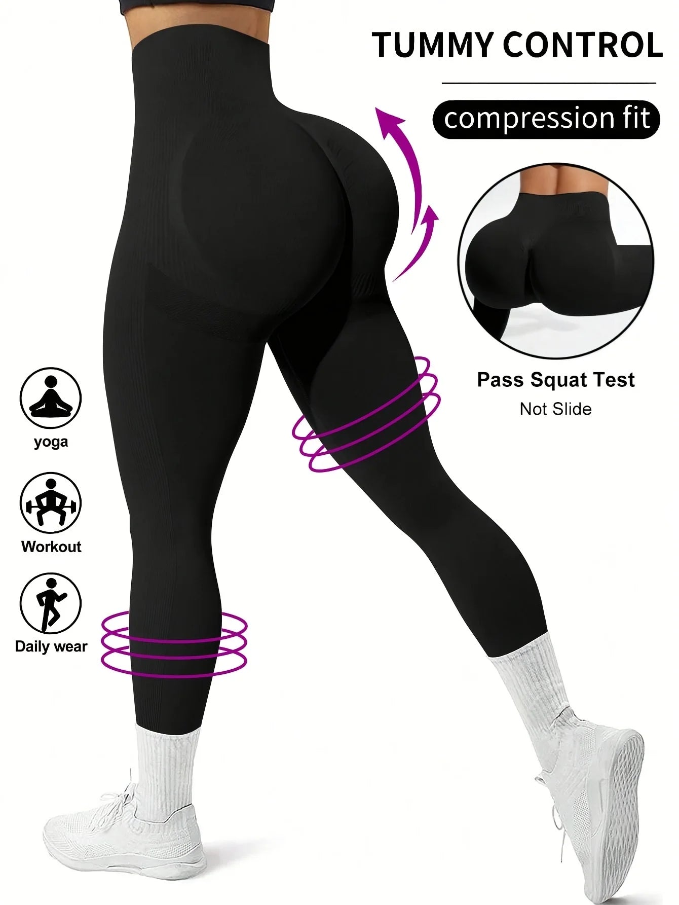 NONECN Seamless Women's High Waist Yoga Pants Hip Lifting