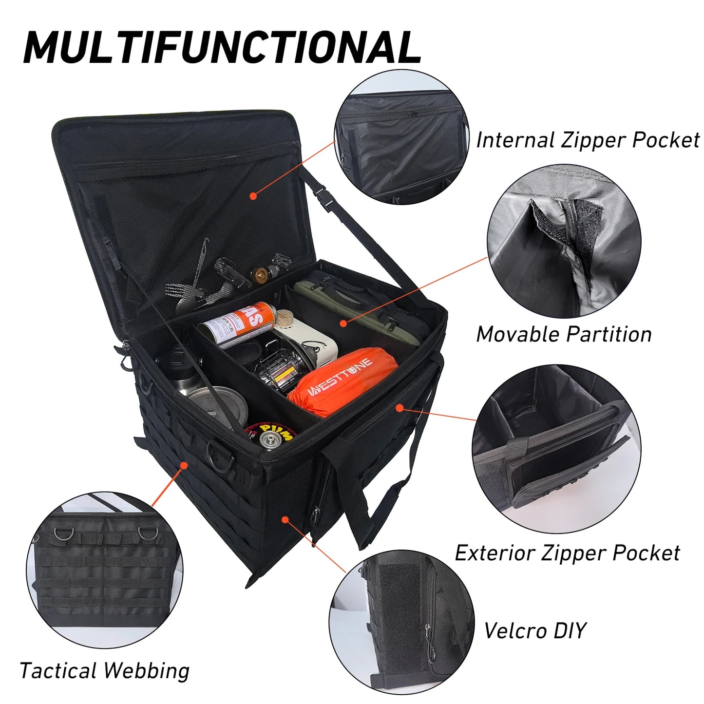 WESTTUNE Camping Tactical Organizer Folding Zipper Bag