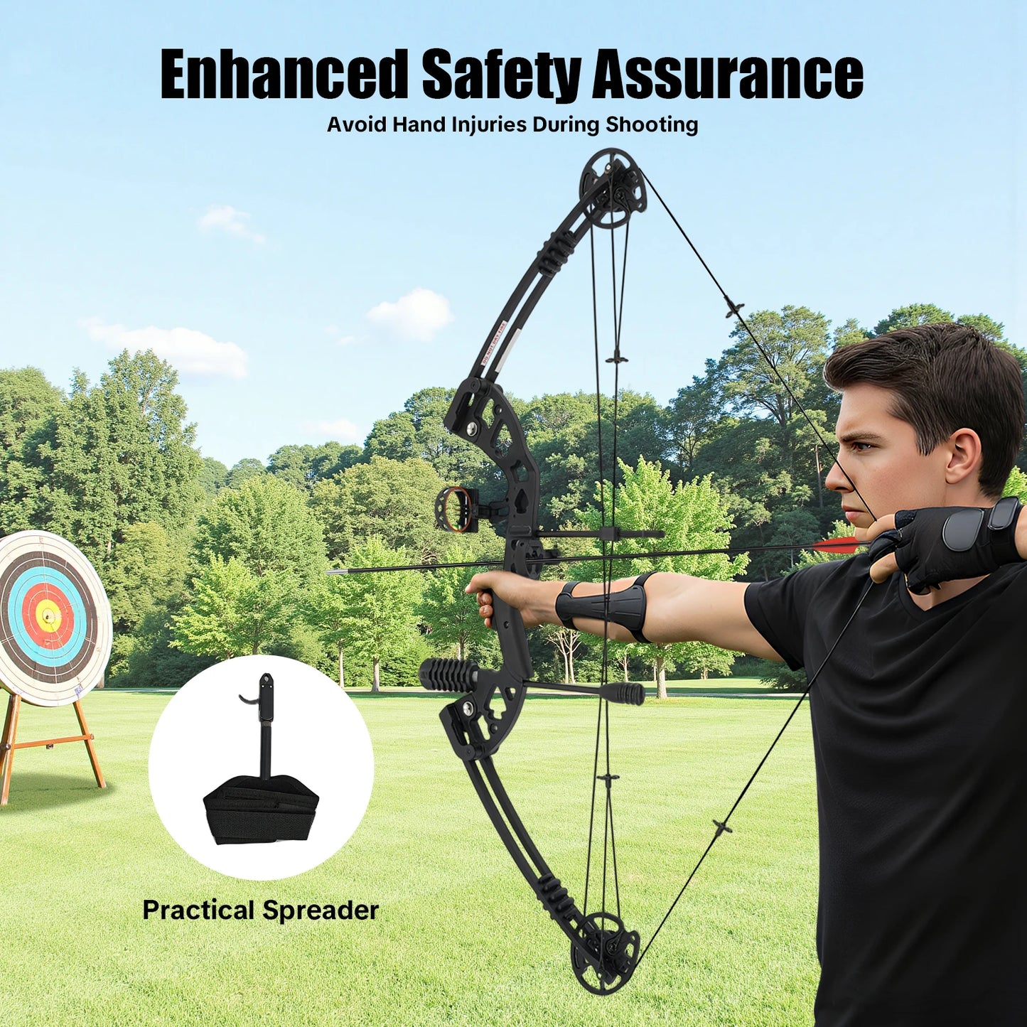Compound Bow Right Hand Hunting Kit With 3 Pin Sight