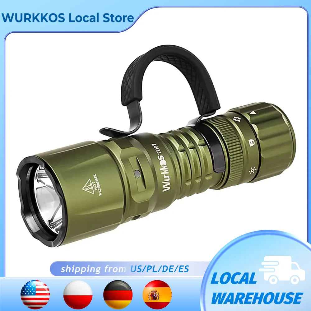 Wurkkos TD07 1300LM Tactical Flashlight With Long Throw