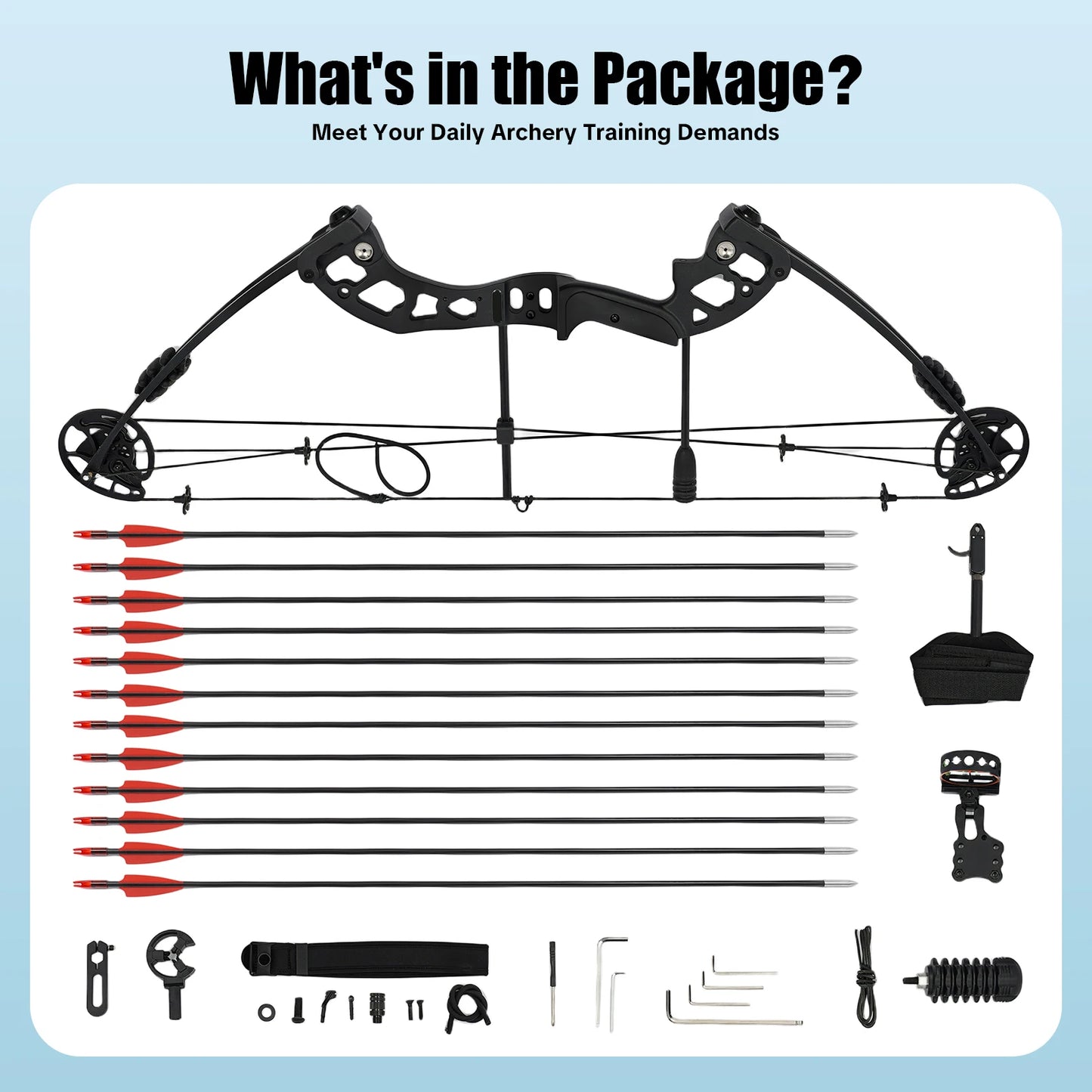 Compound Bow Right Hand Hunting Kit With 3 Pin Sight