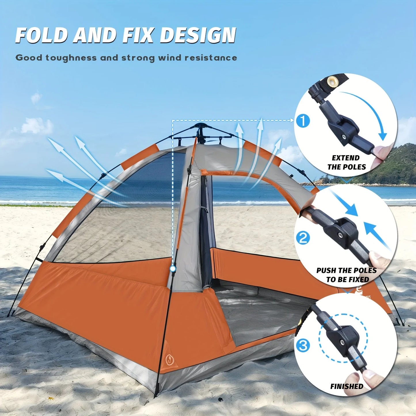 Unp Pop Up Camping Tent Instant Setup Rain Fly Waterproof