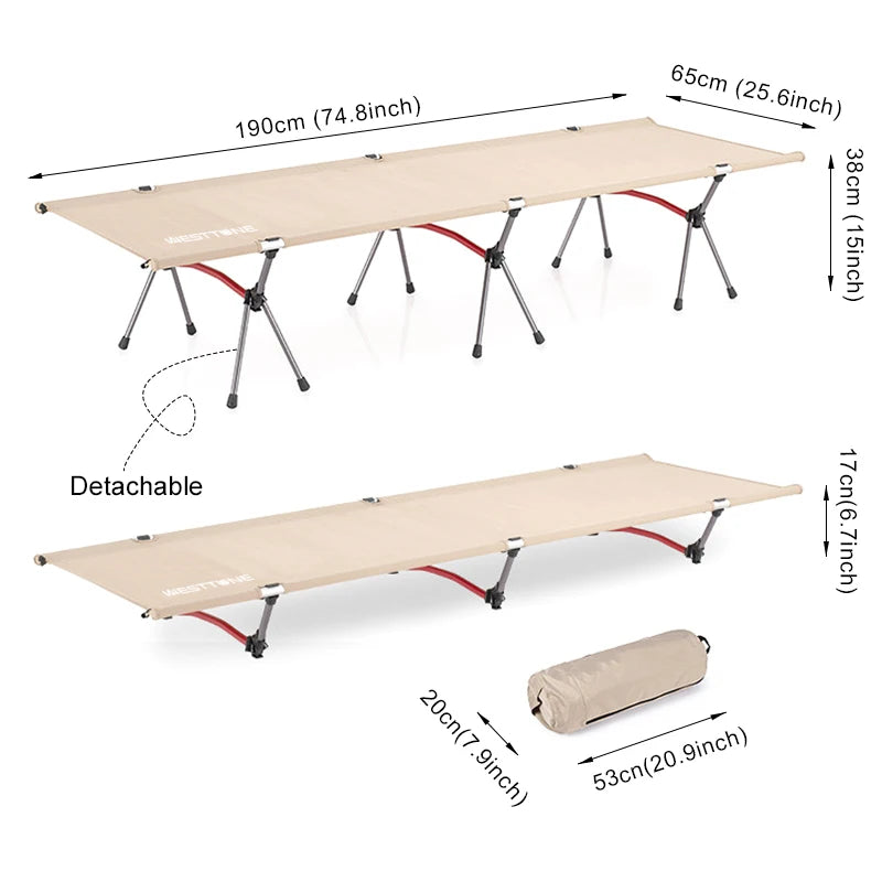 West Tune Camping Cot With Leg Extenders Ultralight Folding Bed