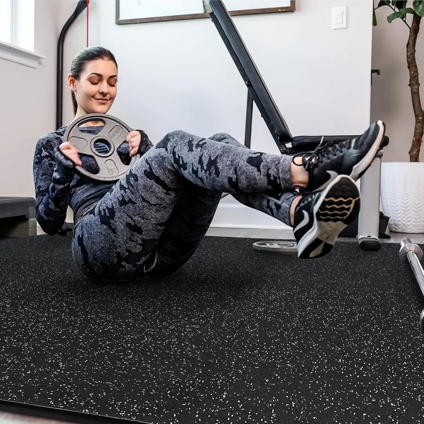 Interlocking Gym Floor Mats With Rubber Top For Home Workouts