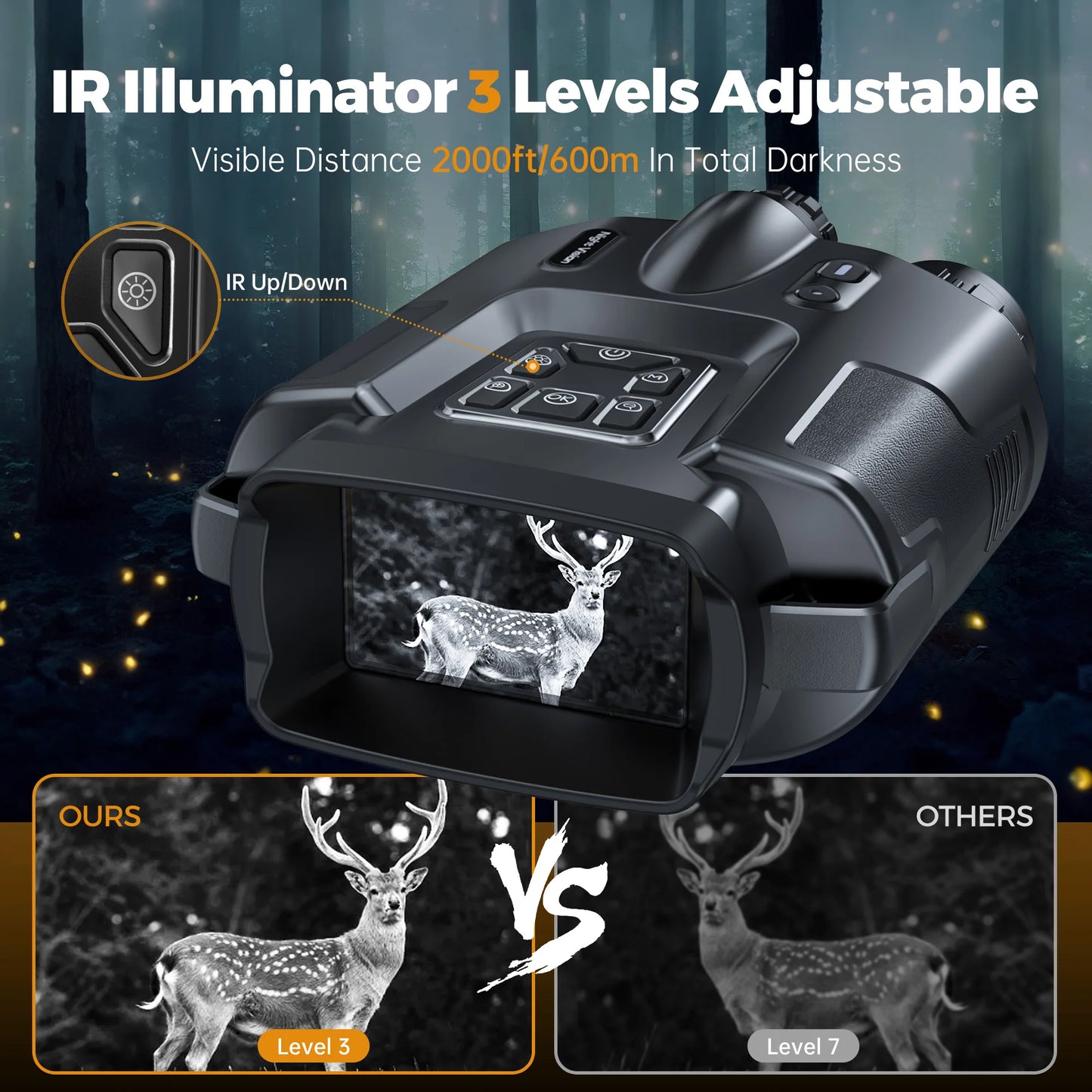 DIYIME Night Vision Binoculars 4K Infrared 8X Zoom for Hunting