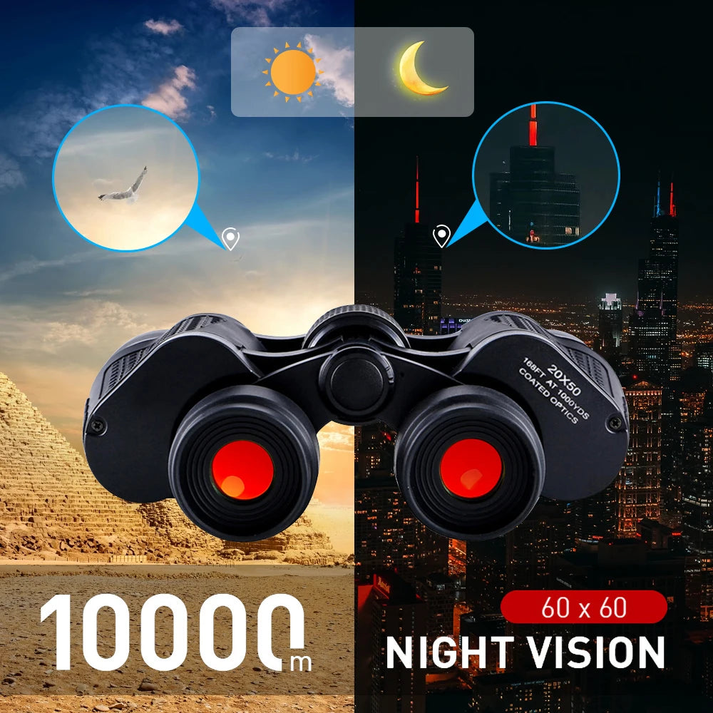 Zoom Binoculars Professional HD BAK4 Prism Day Night Vision