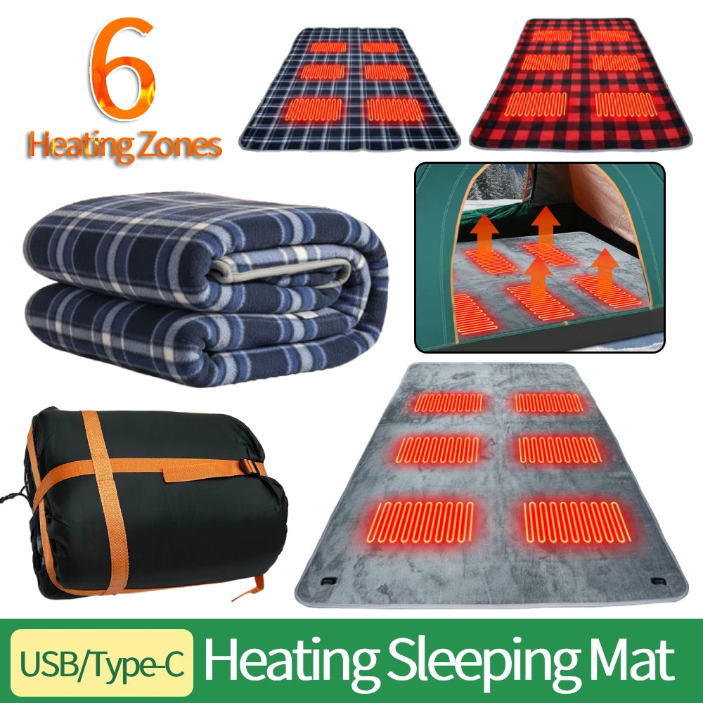 ShunmaiiCN Camping USB Heated Sleeping Mat With Six Heating Zones
