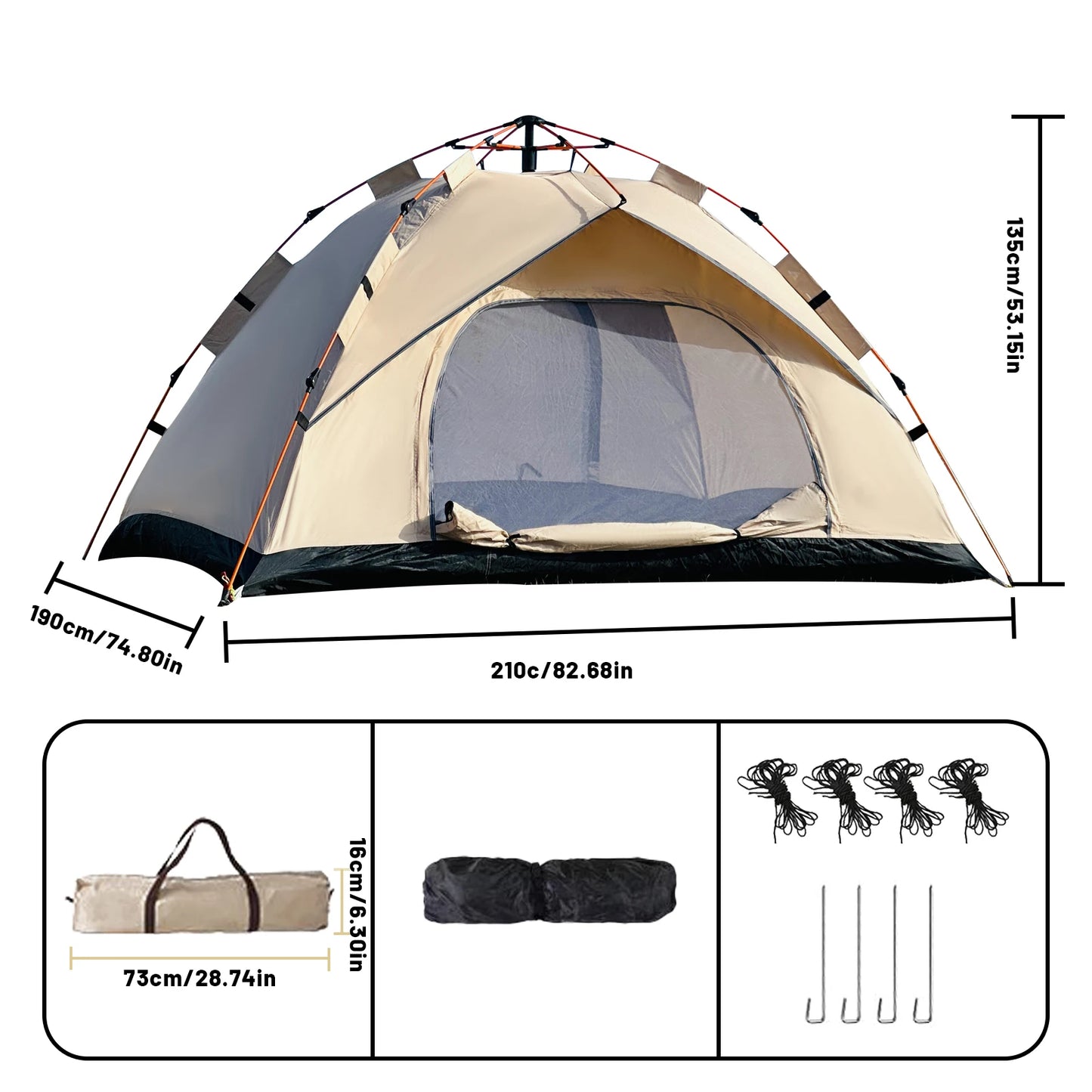 Pakicetus Windproof Family Camping Tent Easy Quick Setup Outdoor