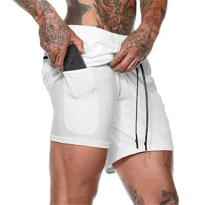NONECN 2in1 Running Shorts For Men Quick Dry Gym Training