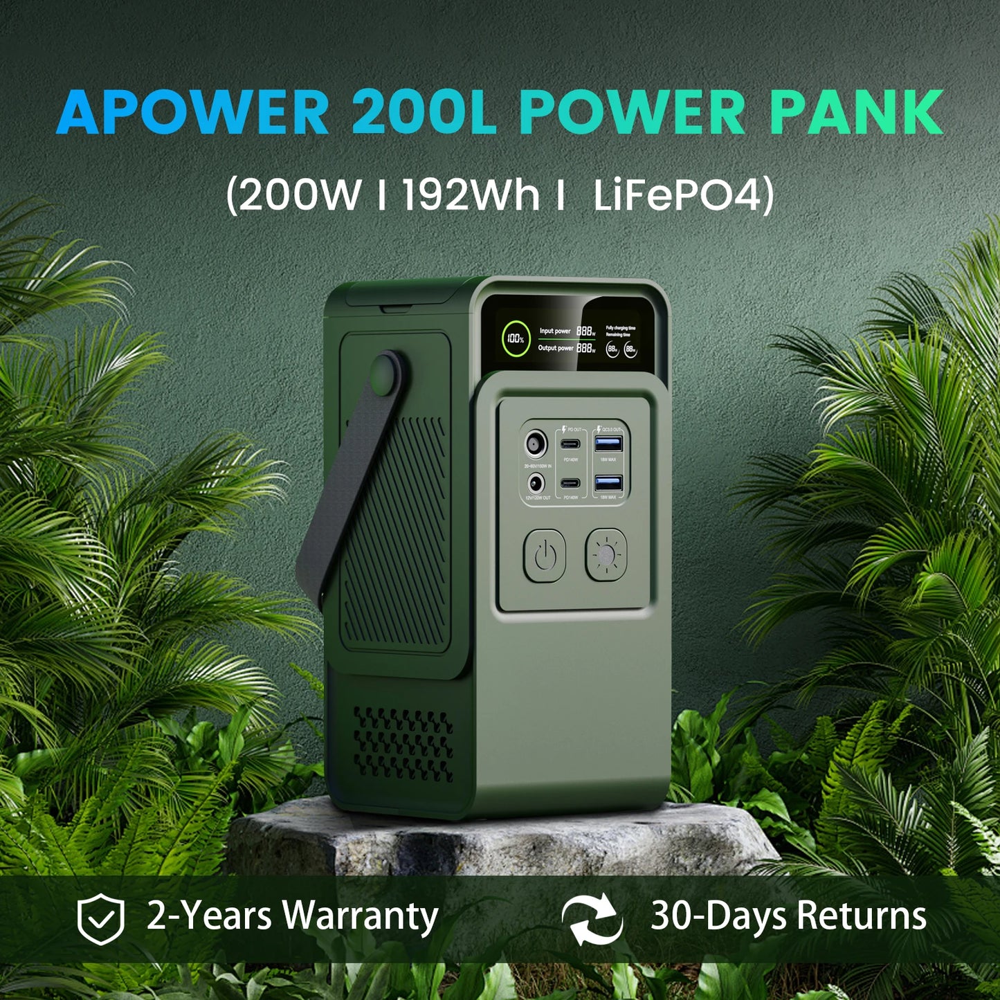 CTOLITY 200W Power Station 192Wh LiFePO4 Portable Charger
