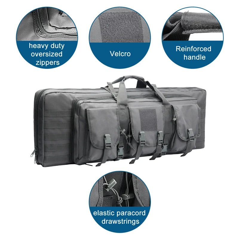 LQARMY Tactical Double Rifle Case Molle Rifle Bag Sniper Airsoft