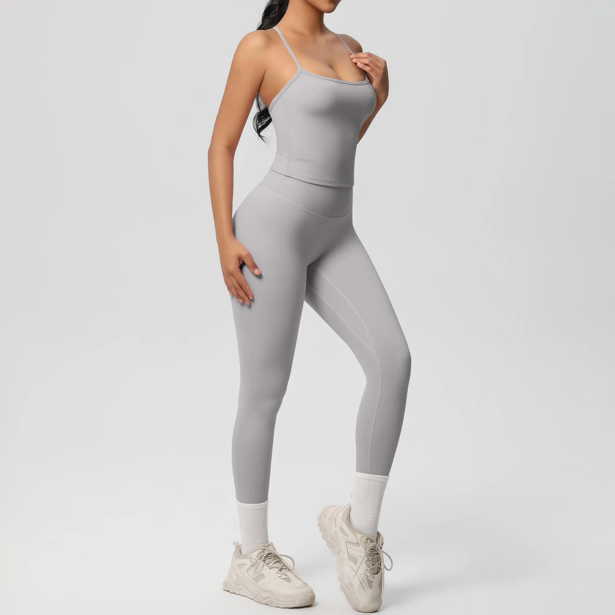 Halter Yoga Top Set For Women Tummy Control Gym Wear