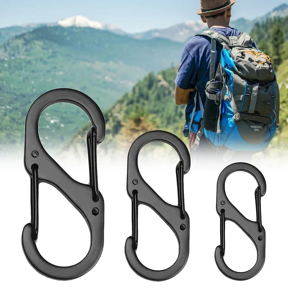S Shaped Carabiner Set 6 Pack Metal Keychain Clips