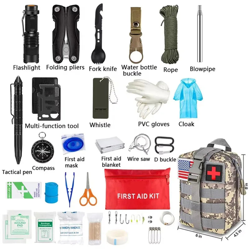 Survival First Aid Kit Outdoor Molle Emergency Bag for Camping