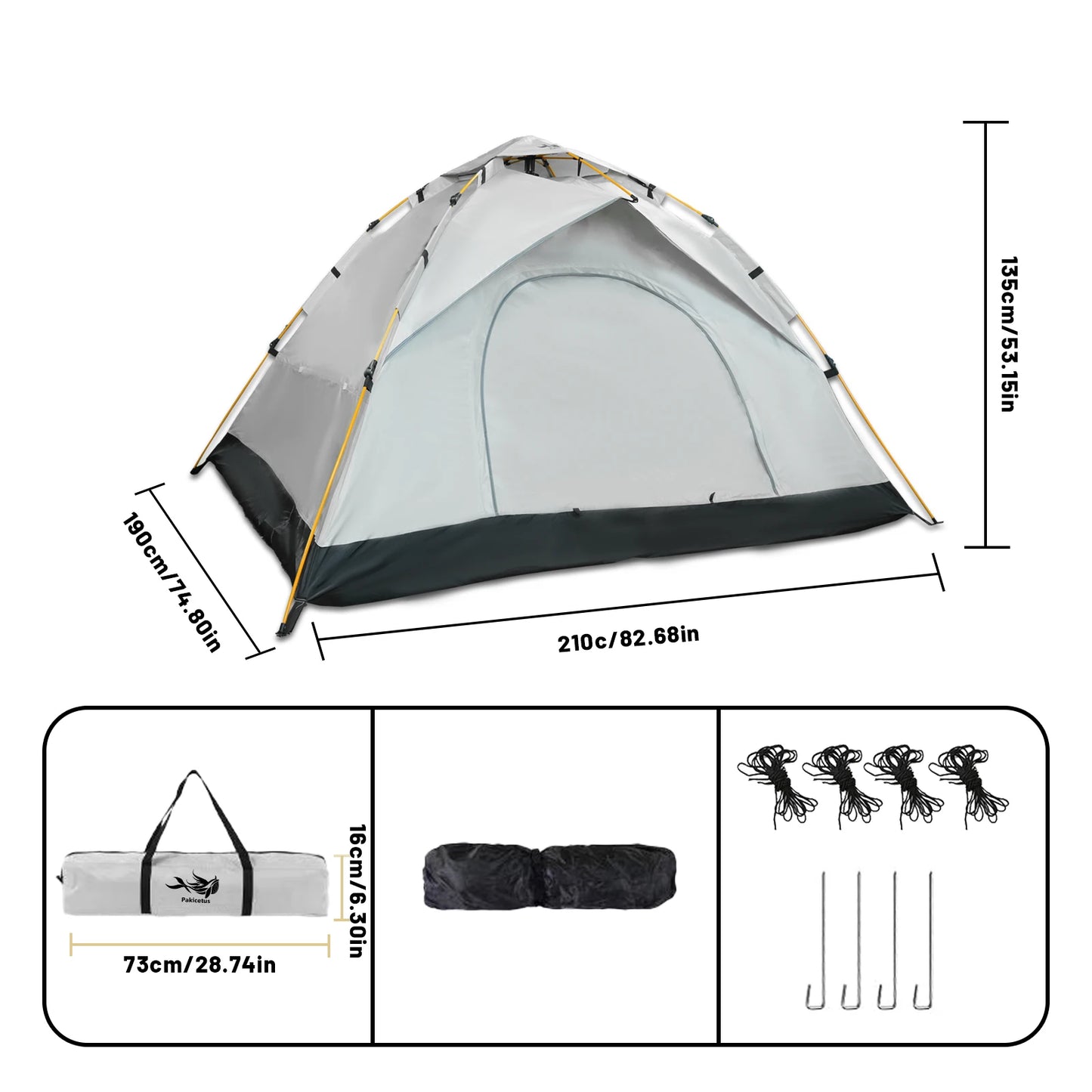 Pakicetus Windproof Family Camping Tent Easy Quick Setup Outdoor