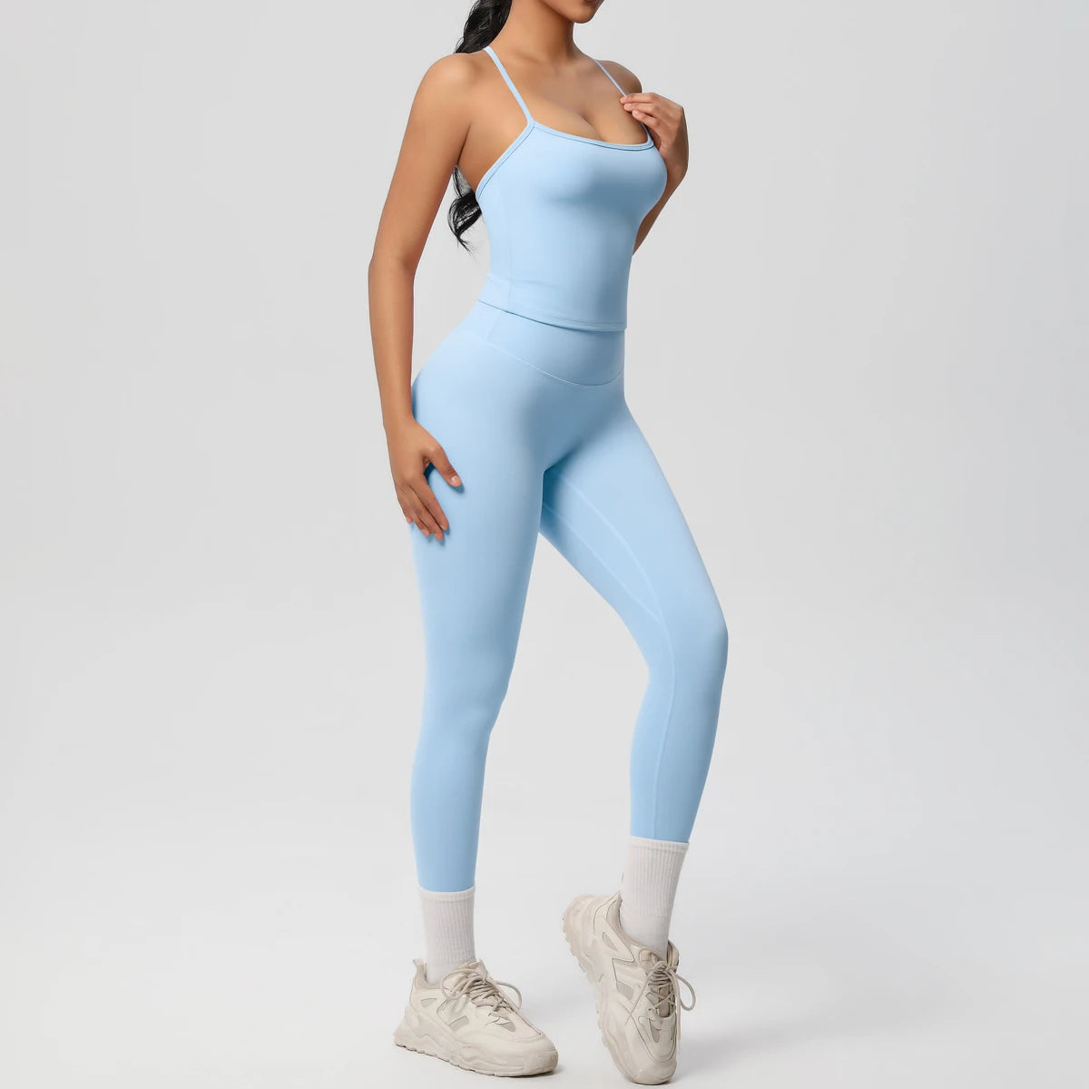 Halter Yoga Top Set For Women Tummy Control Gym Wear