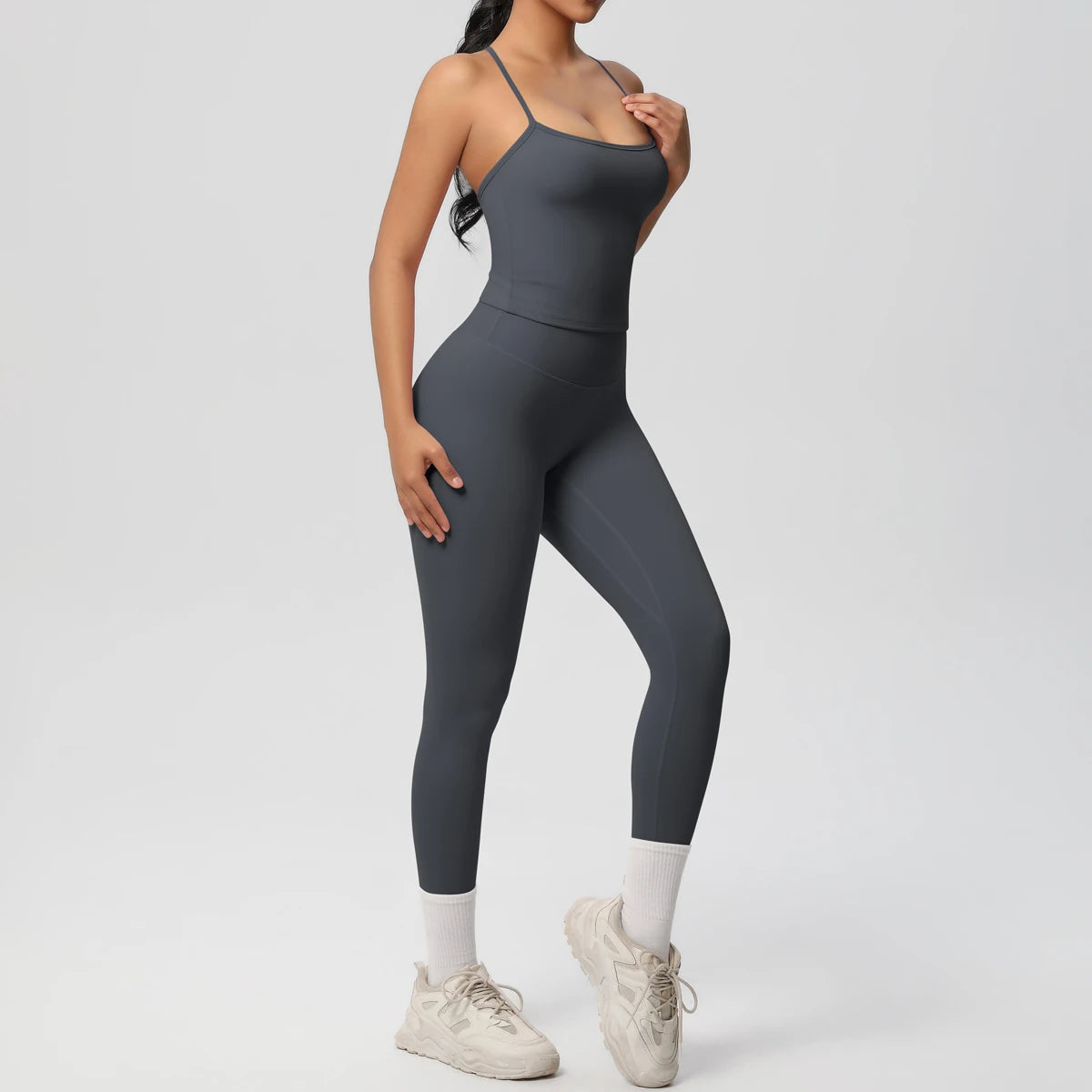 Halter Yoga Top Set For Women Tummy Control Gym Wear