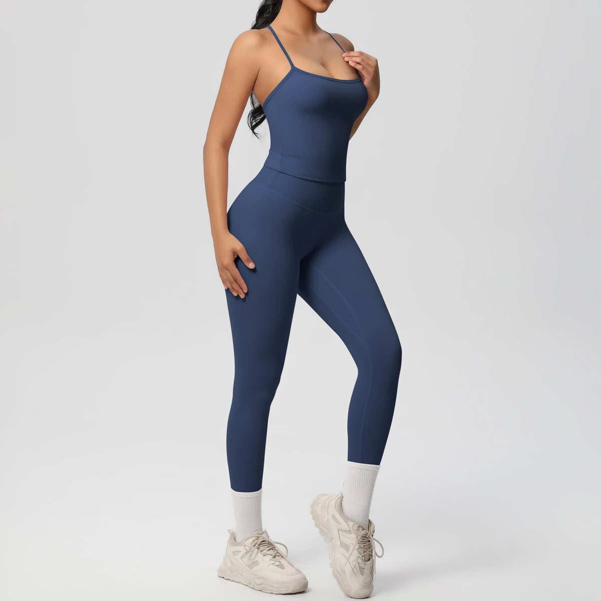 Halter Yoga Top Set For Women Tummy Control Gym Wear