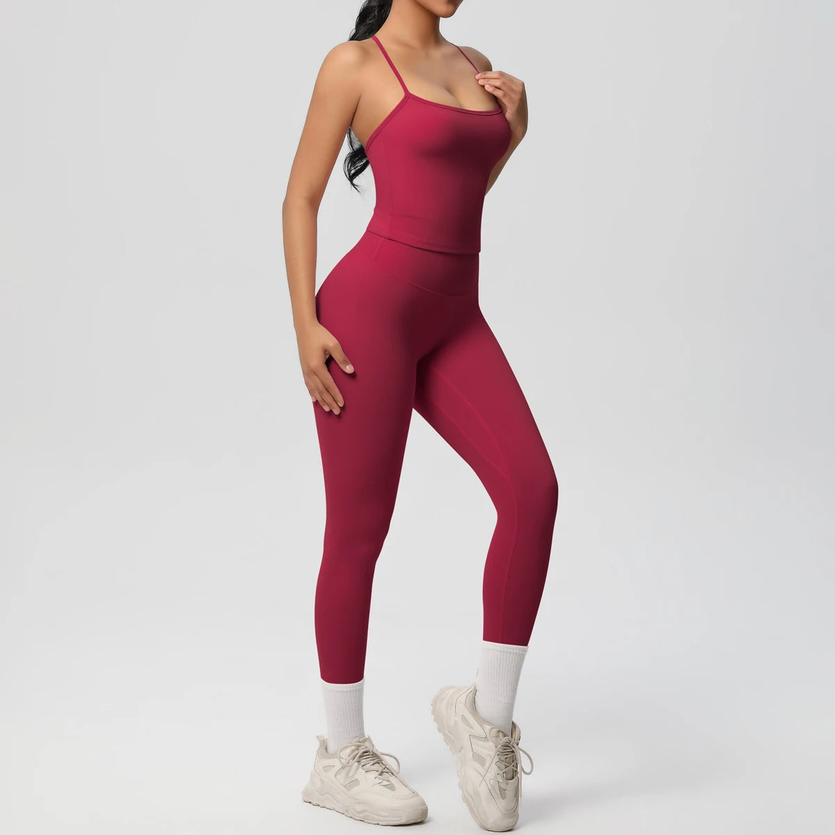 Halter Yoga Top Set For Women Tummy Control Gym Wear