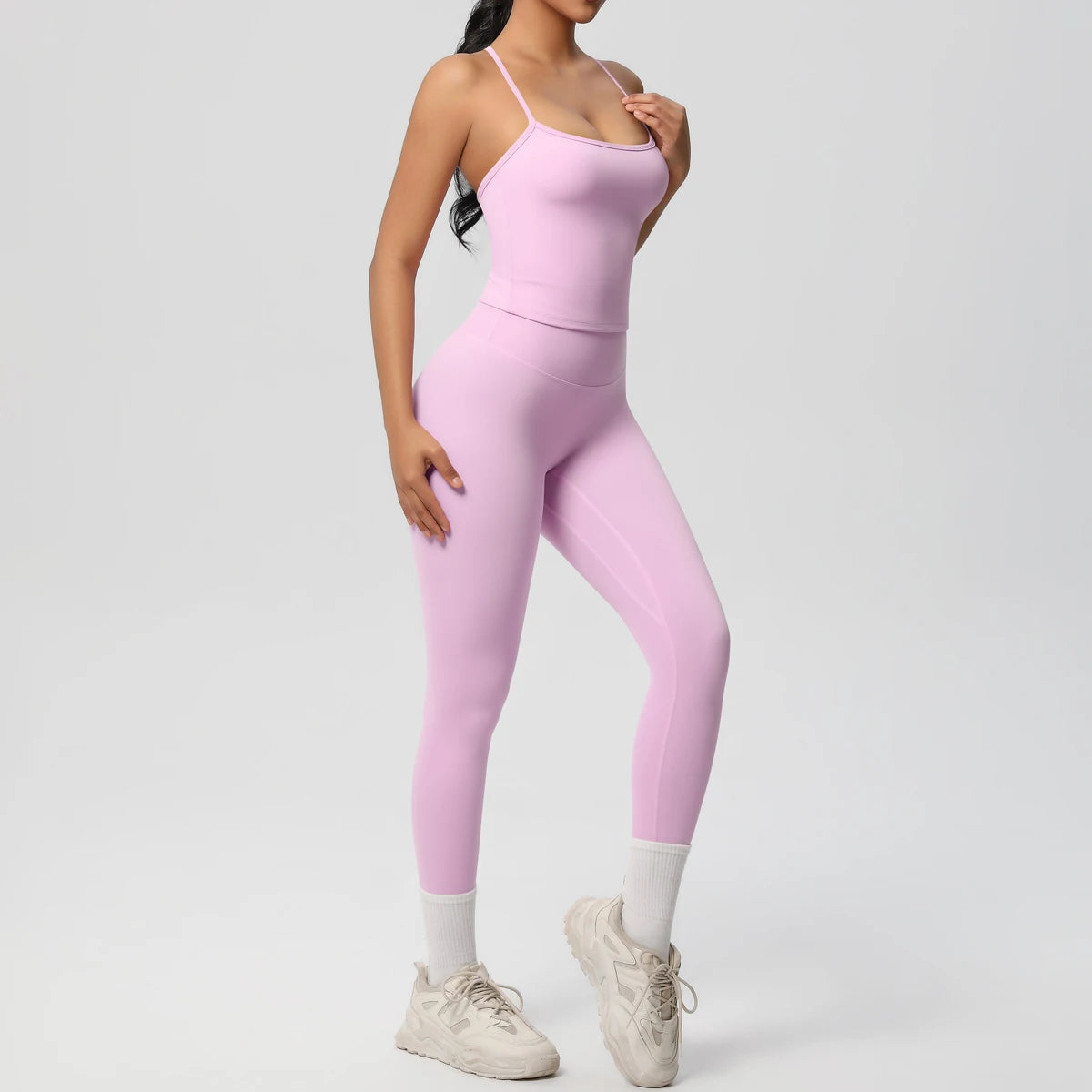 Halter Yoga Top Set For Women Tummy Control Gym Wear