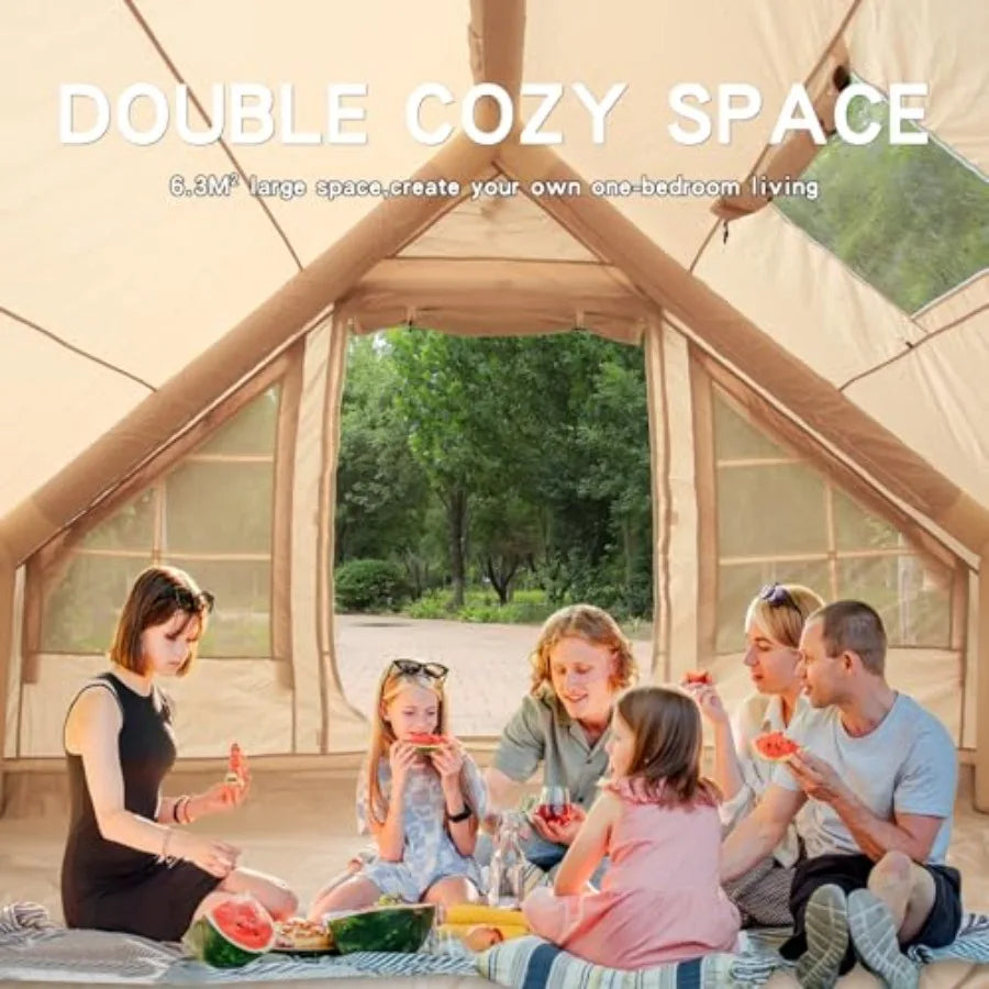 Inflatable Camping Tent Glamping House For 4 To 6 People With Stove