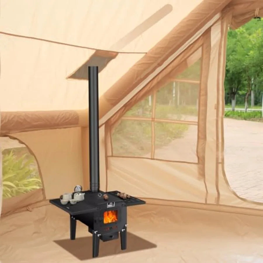 Inflatable Camping Tent Glamping House For 4 To 6 People With Stove