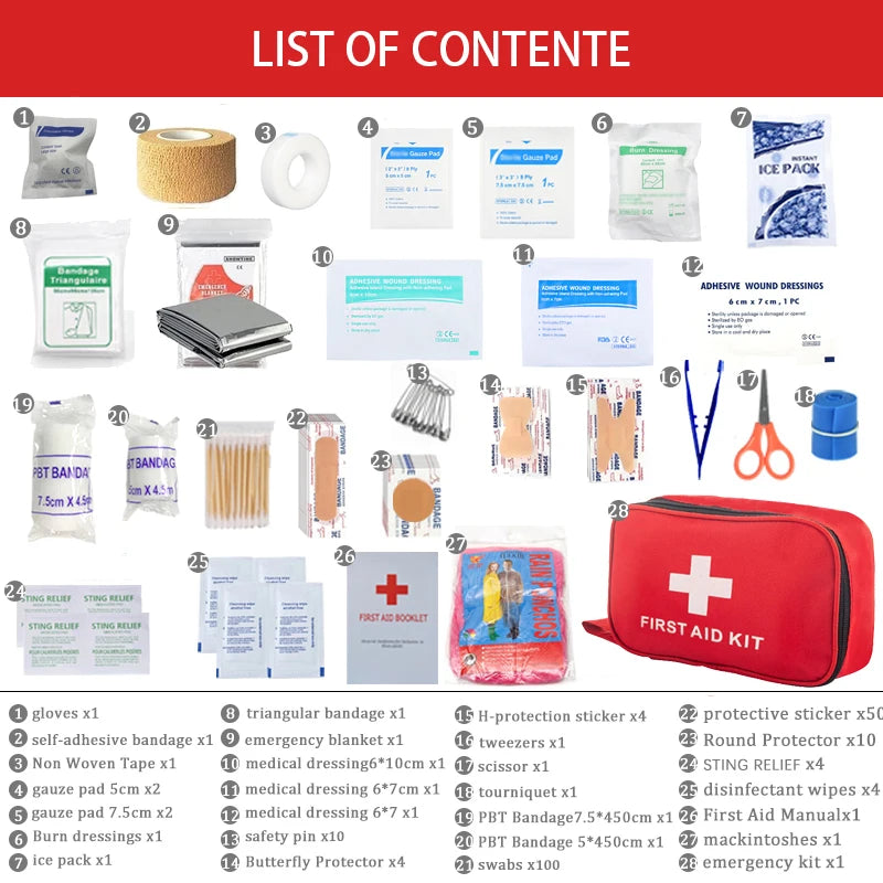 Outdoor Emergency Medical Kit Portable First Aid Supplies