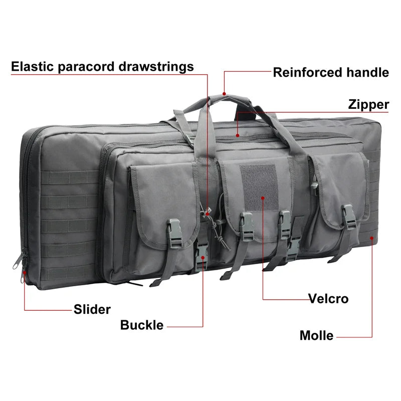LQARMY Tactical Double Rifle Case Molle Rifle Bag Sniper Airsoft