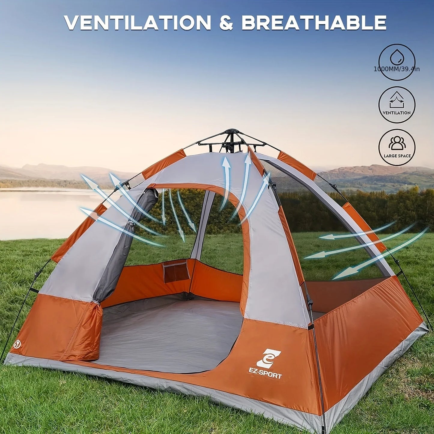 Unp Pop Up Camping Tent Instant Setup Rain Fly Waterproof