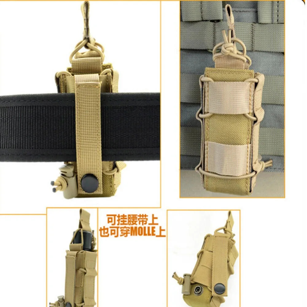 9mm Magazine Pouch Molle Nylon Holster Pistol Flashlight Holder