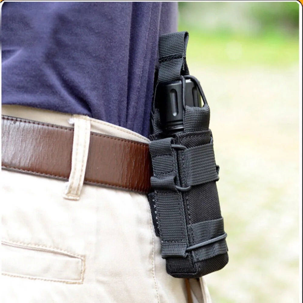 9mm Magazine Pouch Molle Nylon Holster Pistol Flashlight Holder