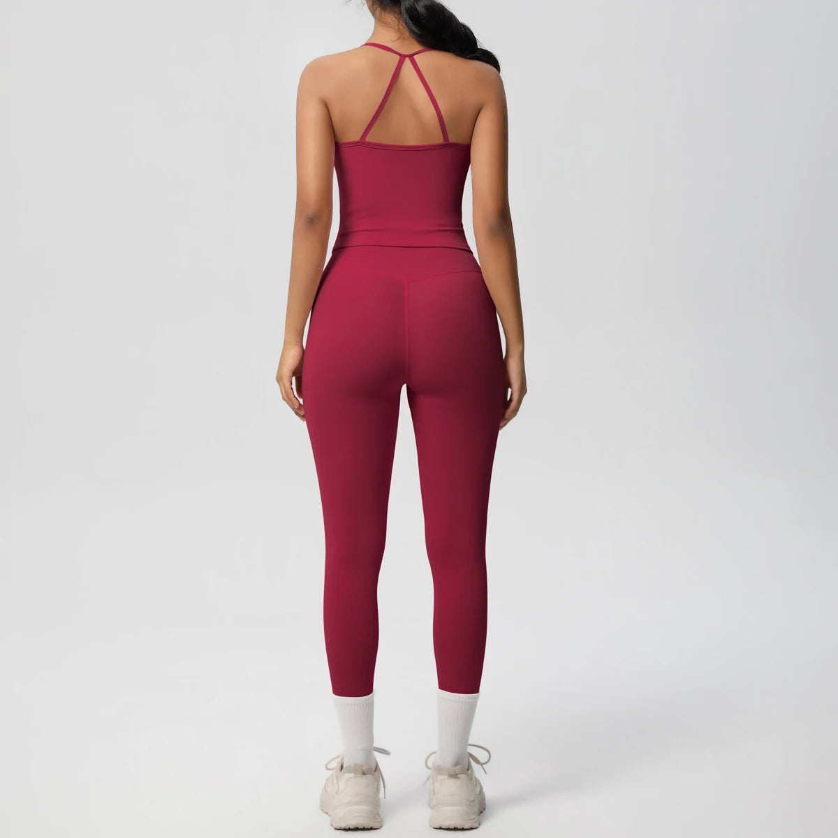 Halter Yoga Top Set For Women Tummy Control Gym Wear