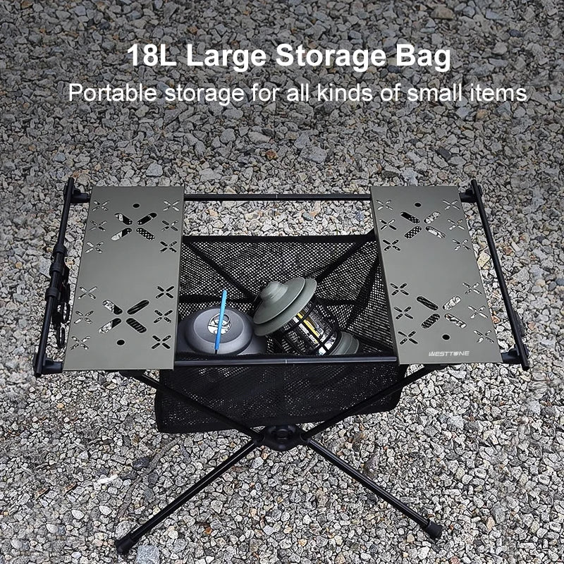 West Tune Folding Camping Table Aluminum Portable With Mesh Bag