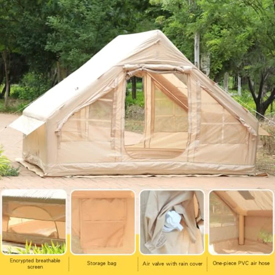 Inflatable Camping Tent Glamping House For 4 To 6 People With Stove