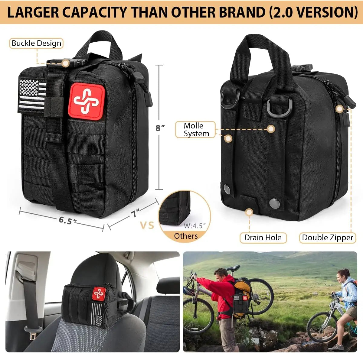 Emergency Survival Kit 250Pcs With First Aid Molle Bag Outdoor