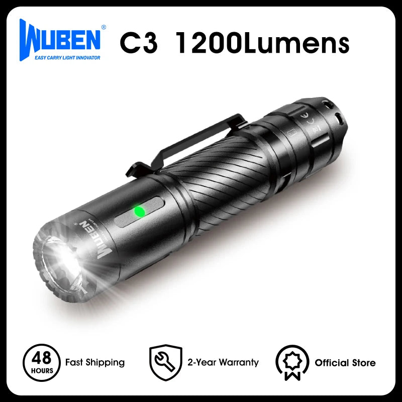 Wuben C3 Flashlight 1200 Lumens Rechargeable IP68 Waterproof LED