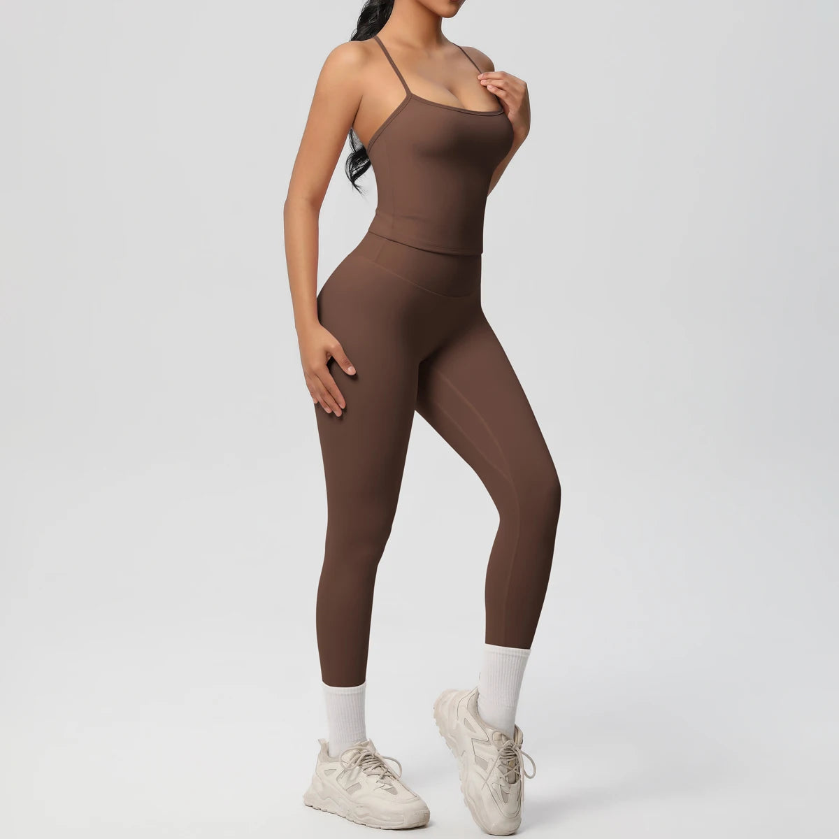 Halter Yoga Top Set For Women Tummy Control Gym Wear