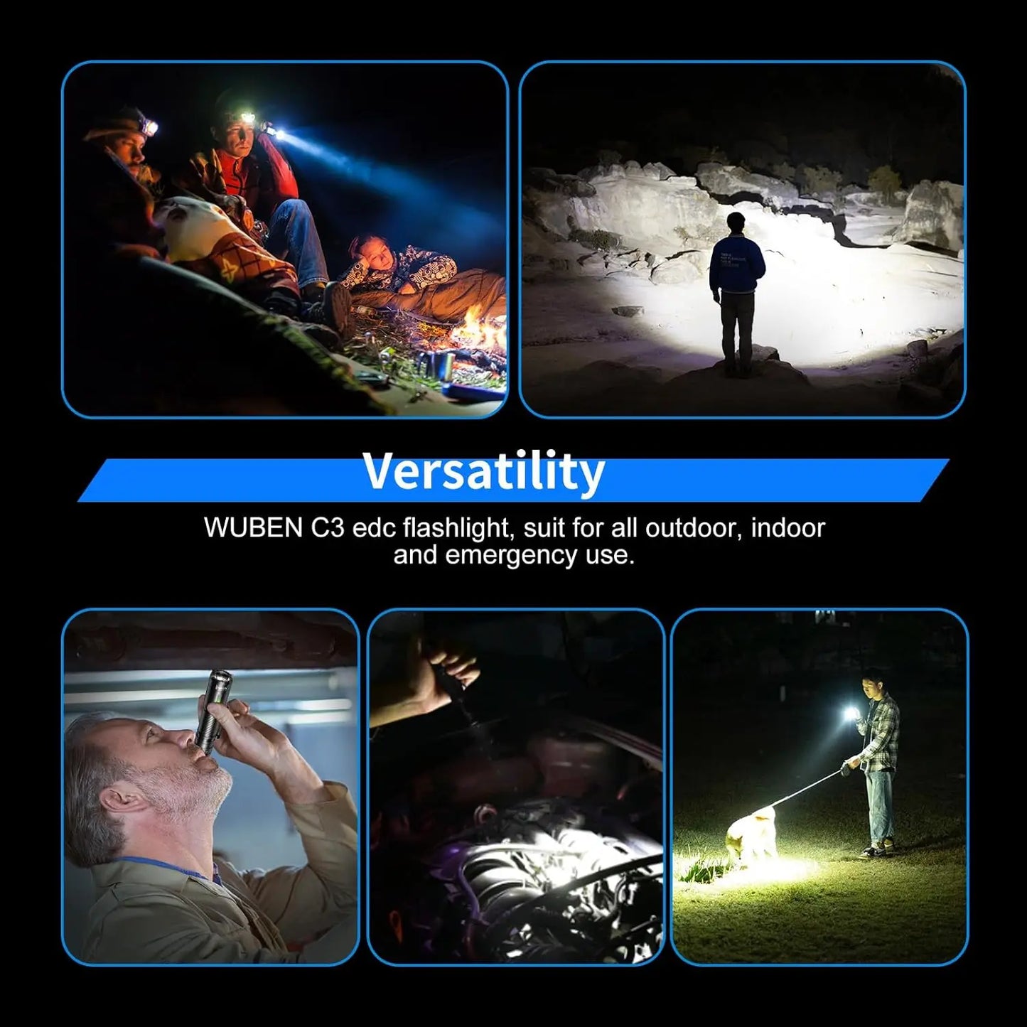 Wuben C3 Flashlight 1200 Lumens Rechargeable IP68 Waterproof LED