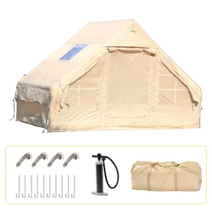 Inflatable Camping Tent Glamping House For 4 To 6 People With Stove