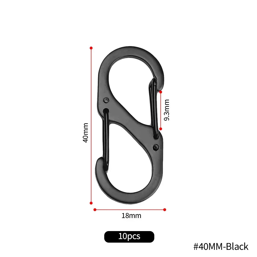 S Shaped Carabiner Set 6 Pack Metal Keychain Clips