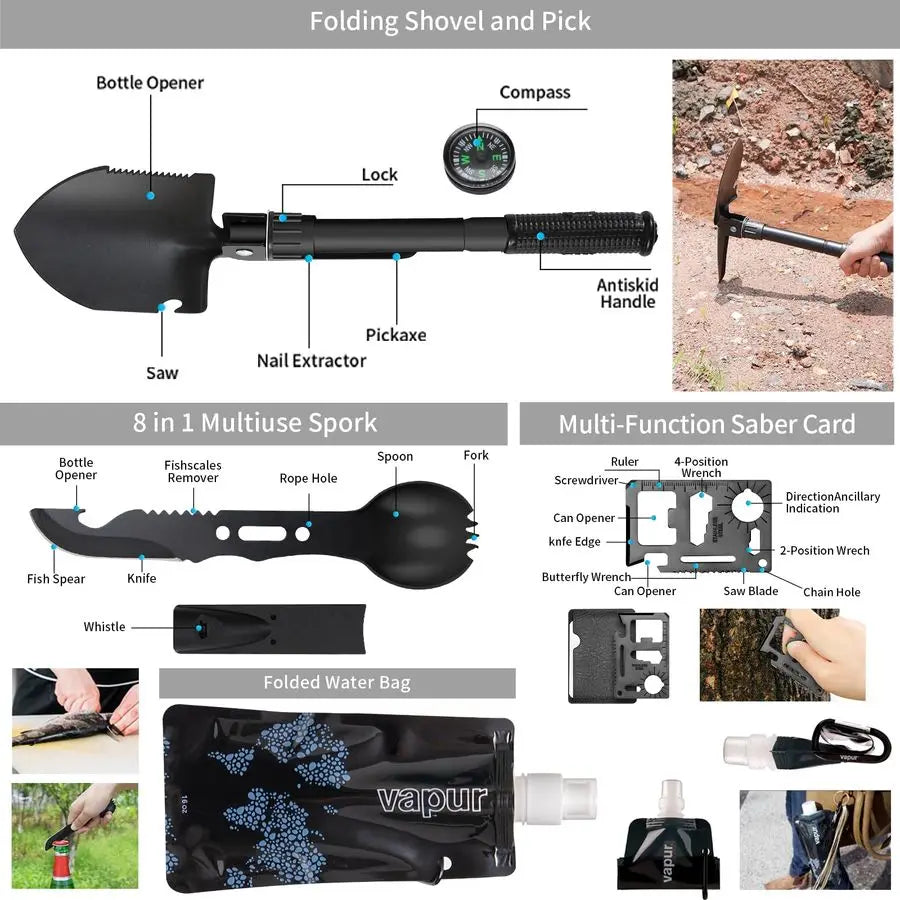 145 Pieces Emergency Survival Kit Molle First Aid for Outdoors