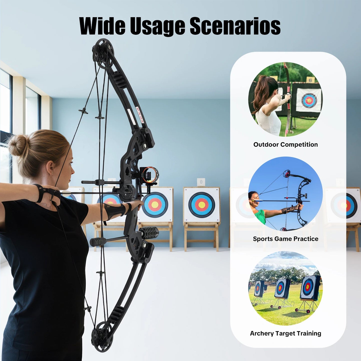 Compound Bow Right Hand Hunting Kit With 3 Pin Sight