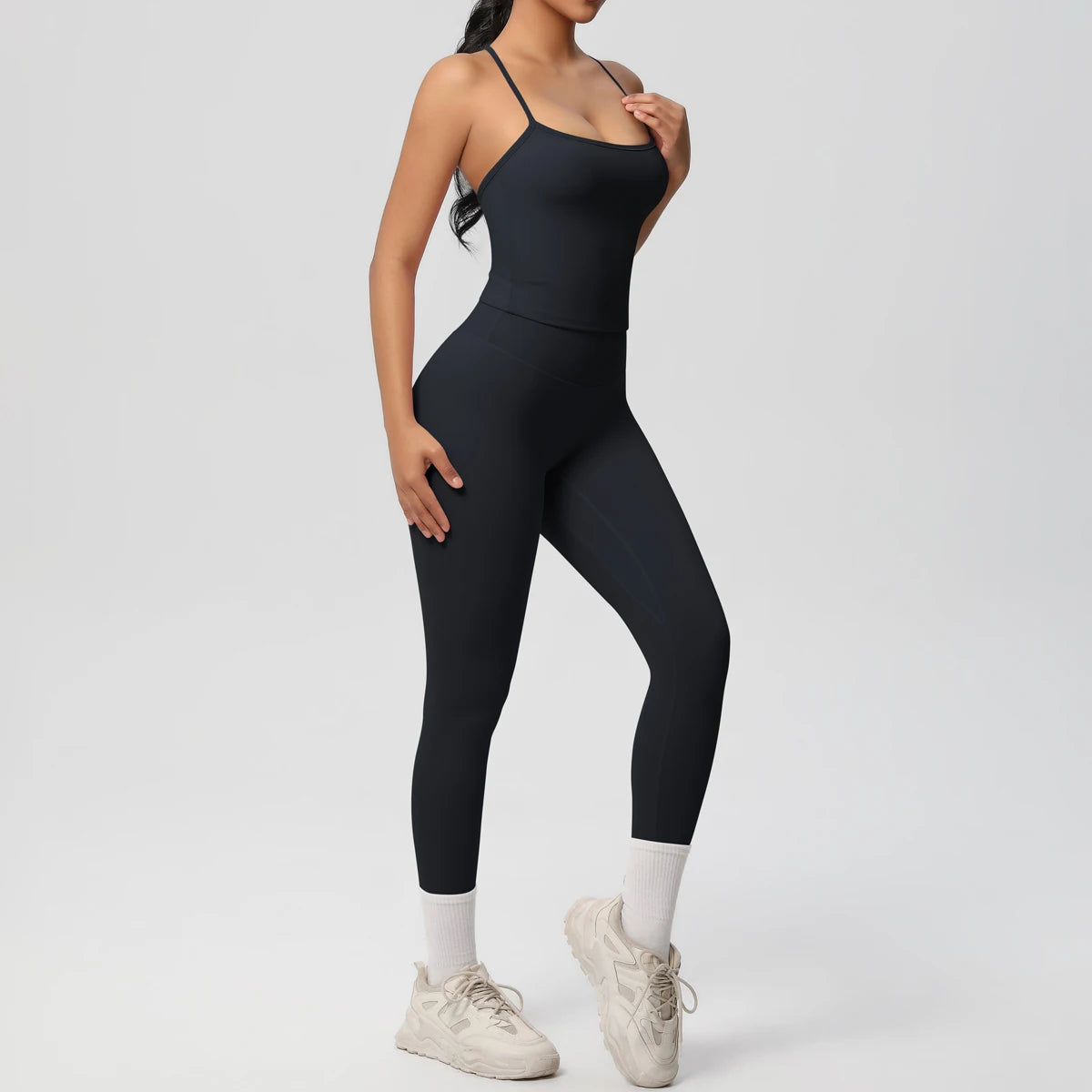 Halter Yoga Top Set For Women Tummy Control Gym Wear